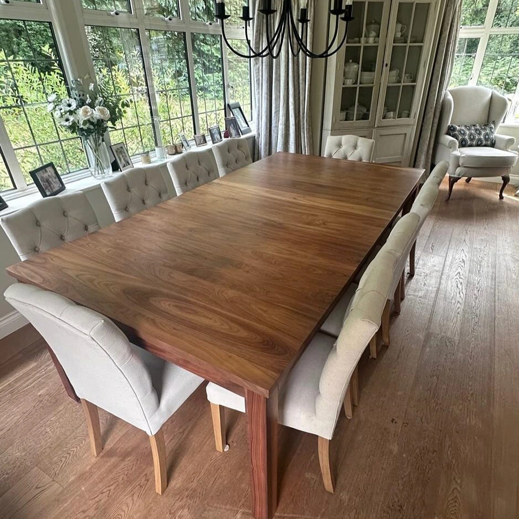 Solid walnut dining table restored